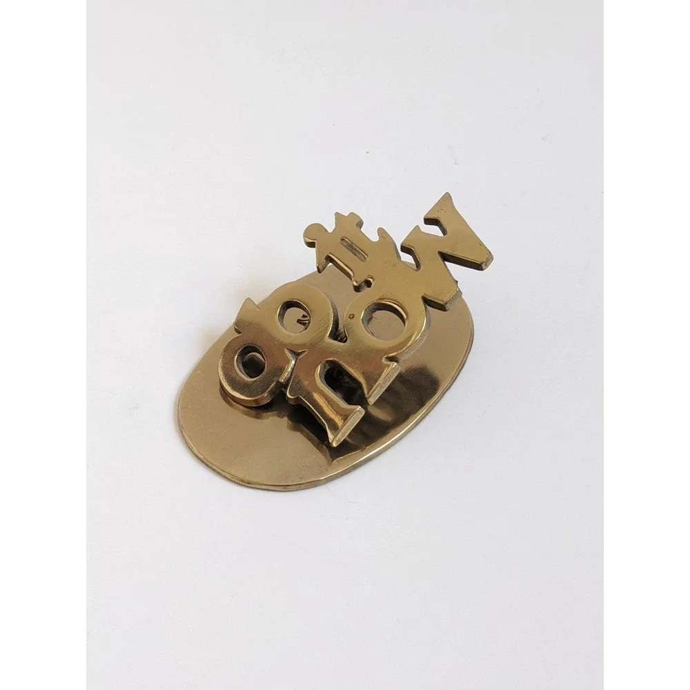 Vintage Solid Brass Do It Now Paper Clip Memo Holder Desk Accessory Mid Century
